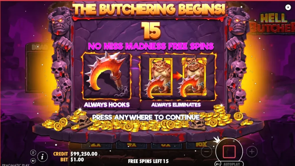 Hell Butcher سلاٹ گیم کا خوفناک اور سنسنی خیز انٹرفیس